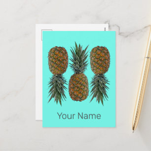 Ananas Retro Vegan und Vegetarisch Vintage Obst Feiertagspostkarte