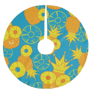 Ananas Rings: Doodle Cartoon Vintag. Polyester Weihnachtsbaumdecke