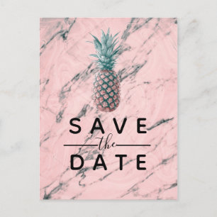 Ananas rosa Marmor Swirl Modern Save the Date Ankündigungspostkarte