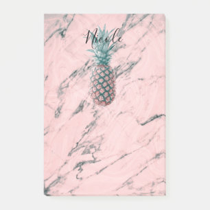 Ananas & Rosa Marmor Swirl Moderne Chic Trendy Post-it Klebezettel