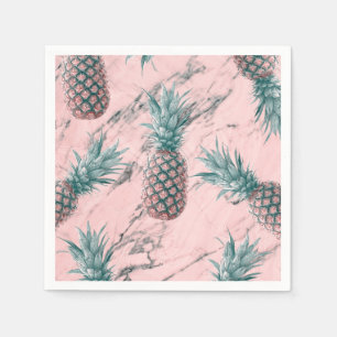 Ananas Rosa Marmor Swirl Modernes Party Serviette