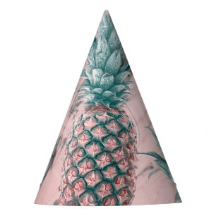 Ananas Rosa Marmor Wirbel Modern Tropical Party Partyhütchen