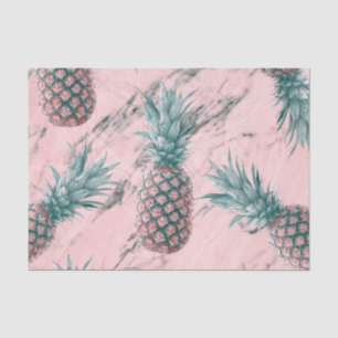 Ananas & Rosa Marmor Wirbel Modernes Tropisches Ch Seidenpapier