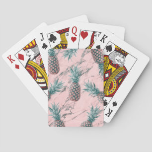 Ananas & Rosa Marmor Wirbel Modernes Tropisches Ch Spielkarten