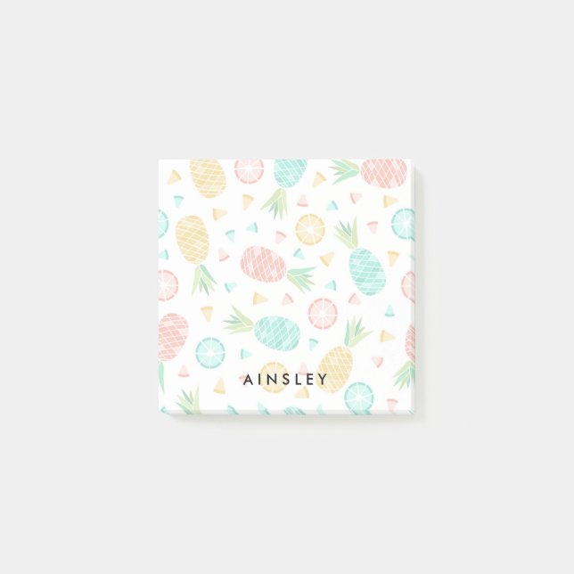 Ananas rosa u. gelber individueller Name Post-it Klebezettel (Vorderseite)