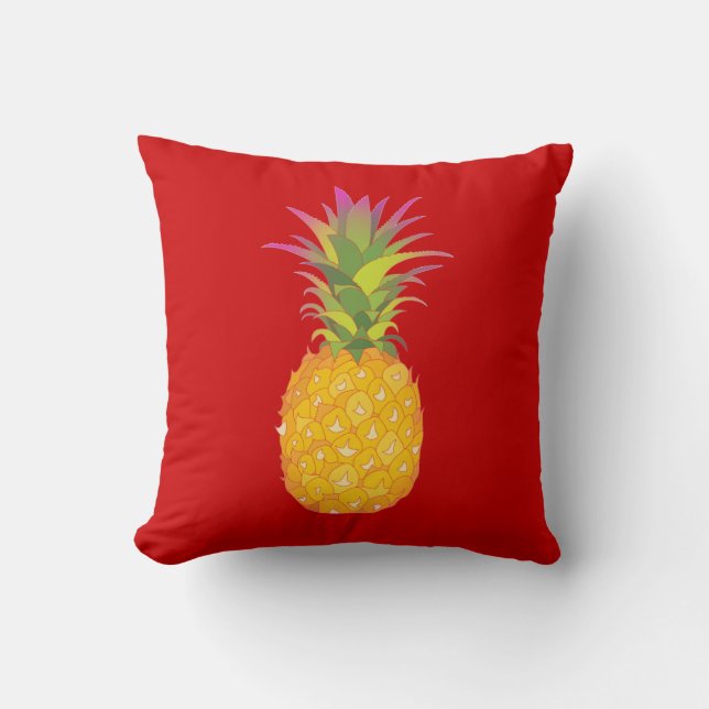 Ananas - rotes tropisches Kissen (Vorderseite)