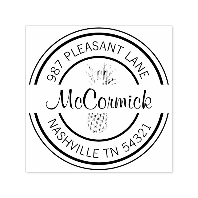 Ananas-Rücksendeadresse Runde selbstfärbende Brief Permastempel (Design)