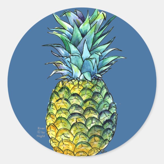 Ananas Runder Aufkleber (Vorderseite)