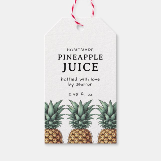 Ananas-Saft-Etikett Geschenkanhänger (Vorderseite)