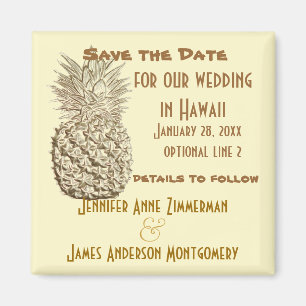 Ananas Save the Date Classic Yellow Gold Magnet