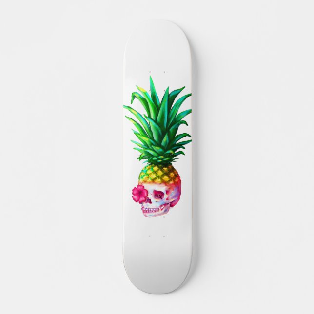 Ananas-Schädel-Brettweiß Skateboard (Vorne)