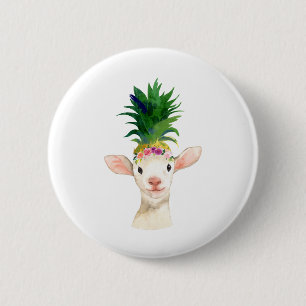 Ananas-Schaf-Lamm-Karneval Button