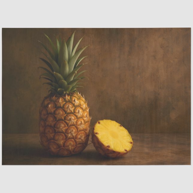 Ananas & Scheibe Rustikale Grunge-Decoupage  Seidenpapier (Vorderseite)