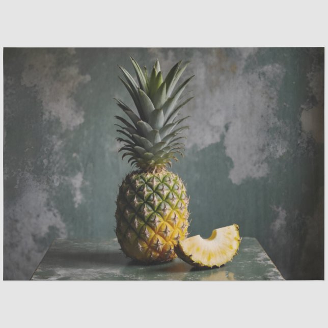Ananas & Scheibe Rustikale Grunge-Decoupage  Seidenpapier (Vorderseite)