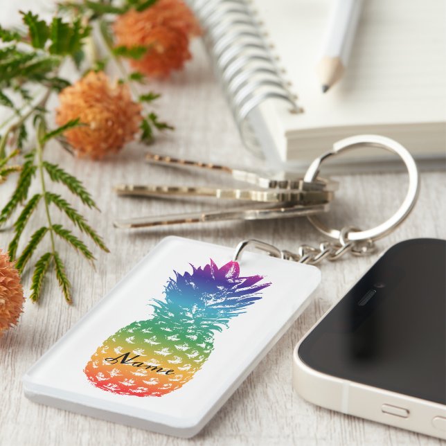 Ananas-Schlüsselanhänger mit individuelle Name Schlüsselanhänger (Vorderseite rechts)