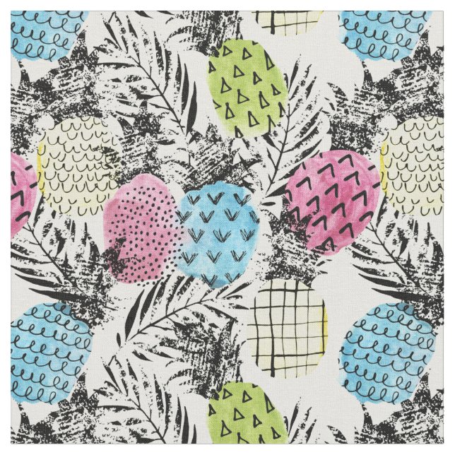 Ananas-Schmutz-Palmen Stoff (Nahaufnahme)