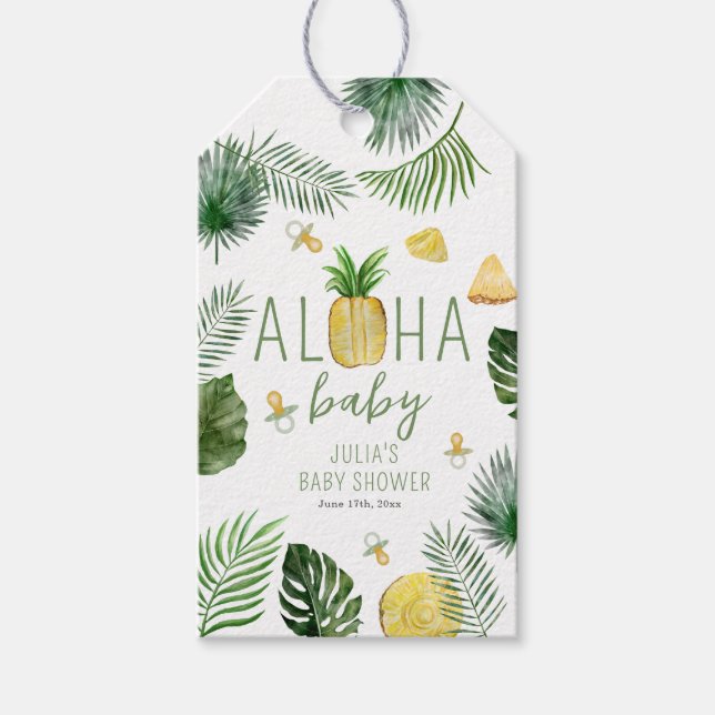 Ananas & Schnuller Aloha Baby Showroom Grün Geschenkanhänger (Vorderseite)