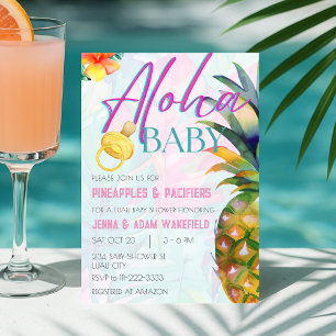 Ananas & Schnuller Girl Aloha Luau Kinderdusche Einladung