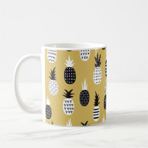 Ananas, schwarz und weiß, nahtloses Muster Kaffeetasse