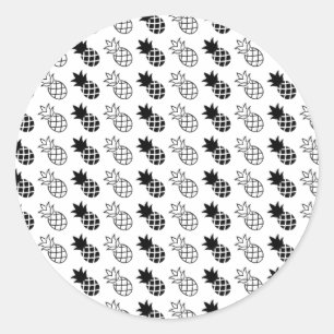 Ananas Schwarzweißdesign Runder Aufkleber