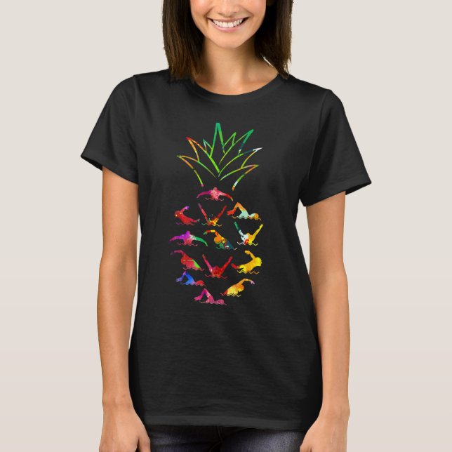 Ananas schwimmen Wasserfarbe T-Shirt (Vorderseite)