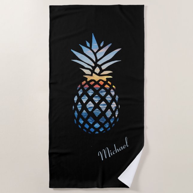 Ananas Seaside Personalisiert Strandtuch (Vorderseite)