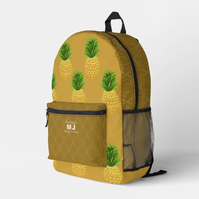 Ananas Senf Bedruckter Rucksack (Rückseitige Ecke Rechts)