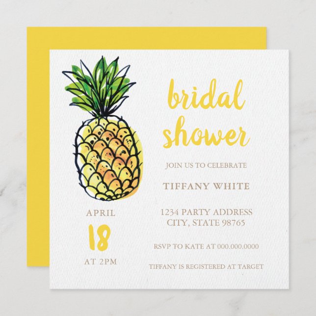 Ananas Sommer Bridal Dusche Einladung (Vorne/Hinten)