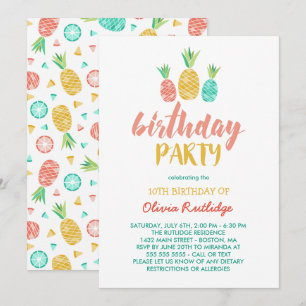 Ananas - Sommer-Geburtstags-Party Einladung