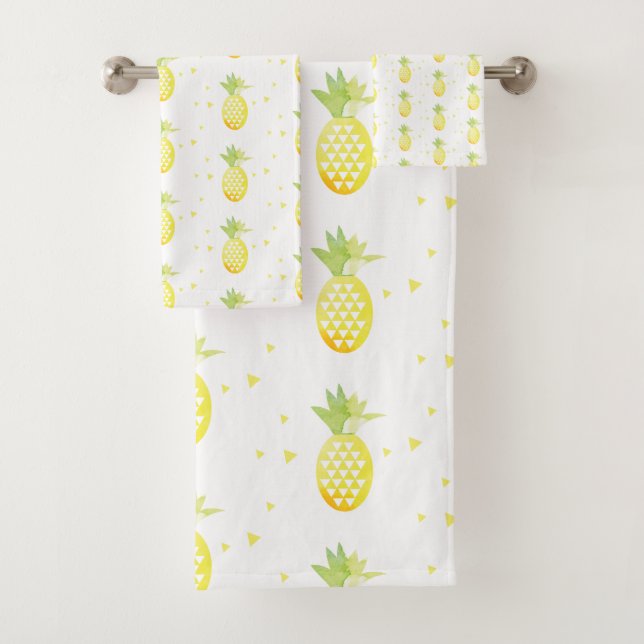 Ananas Sommer Süße tropische Wasserfarbenmuster Badhandtuch Set (Insitu)