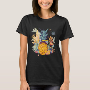 Ananas Sonnenbrille Beach Hawaiian Vacation Flowe T-Shirt