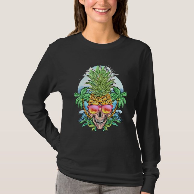 Ananas Sonnenbrille Skull Aloha Strände Hawaii T-Shirt (Vorderseite)