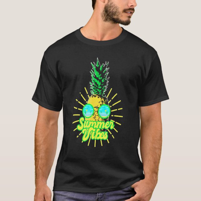 Ananas Sonnenbrille Strände Hawaiian Summer Vibes T-Shirt (Vorderseite)