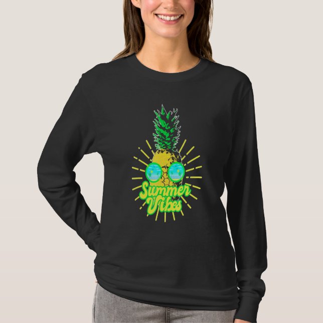 Ananas Sonnenbrille Strände Hawaiian Summer Vibes T-Shirt (Vorderseite)