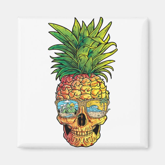 Ananas Sonnenbrille T Shirt Aloha Beaches Magnet (Vorne)