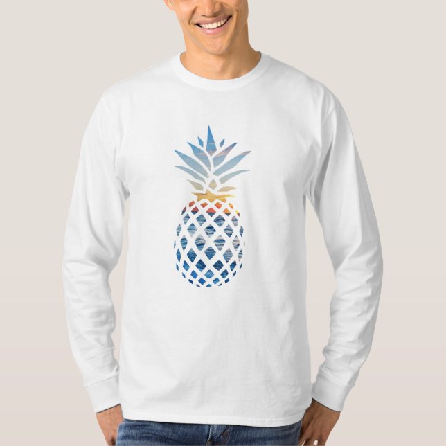 Ananas Sonnenuntergang Seaview Elegant Grafik T-Shirt (Vorderseite)