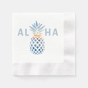 Ananas Sonnenuntergang und Blaue Ozeanwellen Serviette