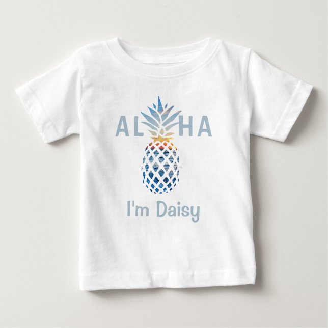 Ananas Sonnenuntergang und Blauer Ozean Waves Aloh Baby T-shirt (Vorderseite)