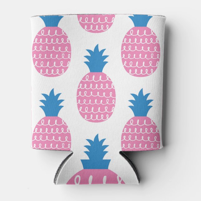 Ananas Spaß, Vintages Nahtloses Design. Dosenkühler (Vorderseite)