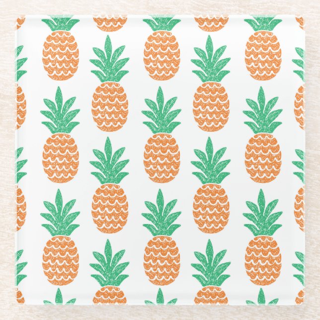 Ananas-Spiel: Fun Pattern Delight. Glasuntersetzer (Vorderseite)