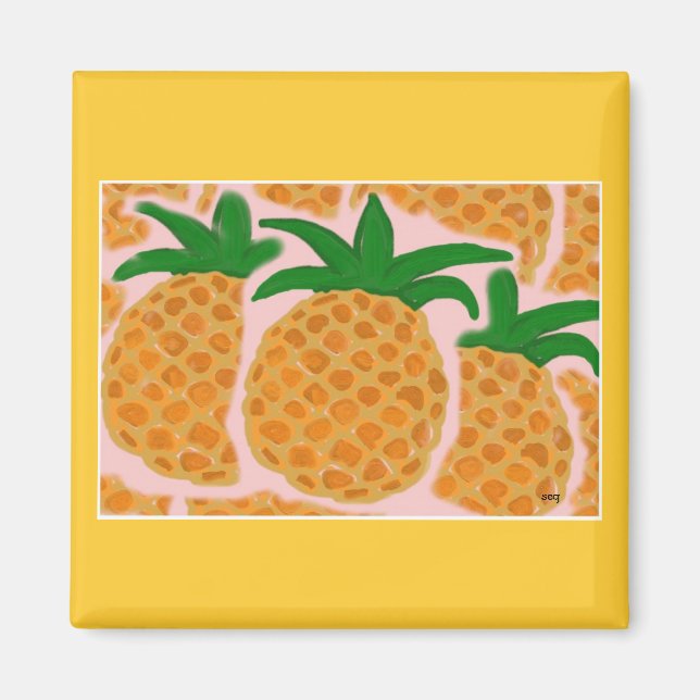Ananas Square Magnet (Vorne)