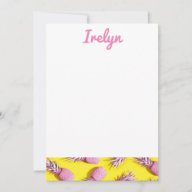 Ananas Stationär Rosa und Gelb Dankeskarte (Vorderseite)
