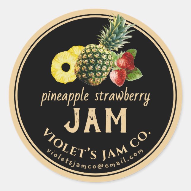 Ananas Strawberry Jam Label Runder Aufkleber (Vorderseite)