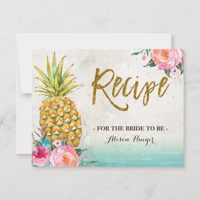 Ananas Summer Tropical Beach Recipe Card (Vorderseite)
