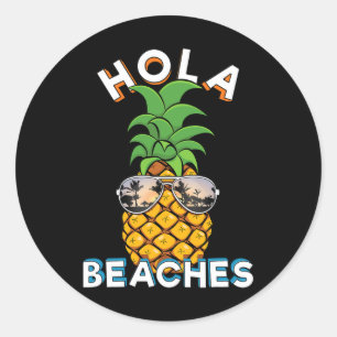 Ananas Sungles Hola Strand Funny Beach Vacatio Runder Aufkleber