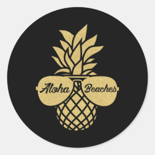 Ananas Sungles T Shirt Aloha Beaches Hawaiian H Runder Aufkleber