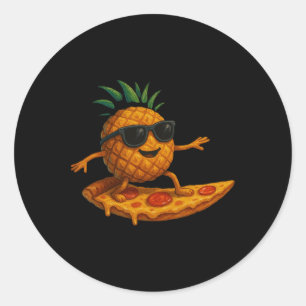 Ananas Surfen Pizza Scheibe Lustiger Sommer Tropic Runder Aufkleber