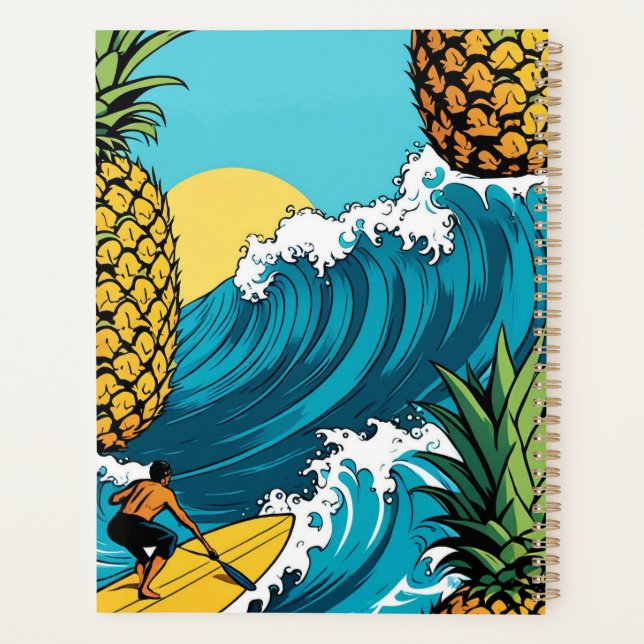 Ananas Surfer: Sommer tropisches Abenteuer Planer (Rückseite)