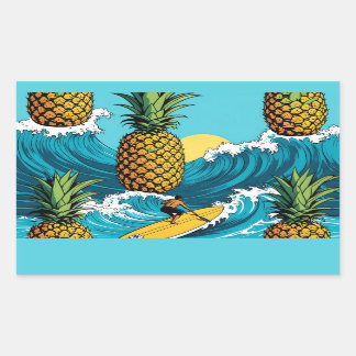 Ananas Surfer: Sommer tropisches Abenteuer Rechteckiger Aufkleber