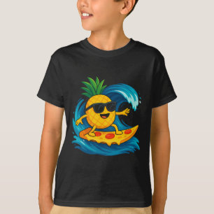 Ananas-Surfing-Pizza-Scheibe Lustiger Sommer Tropi T-Shirt